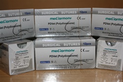 Expires 08/23. 25% Off PDVetTM (PDO) size 0  box of 12 suture packets 26mm 3/8 reverse cutting needle, Monofilamant Absorbable